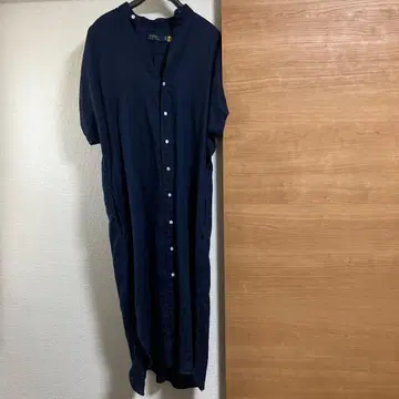 폴로 랄프로렌 셔츠 원피스 6 밴드 카라 네이비 린넨