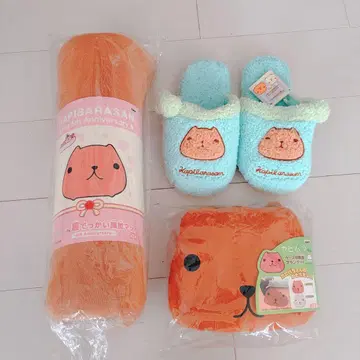 새상품 카피바라상 초거대 얼굴형 매트 담요 포근한 슬리퍼