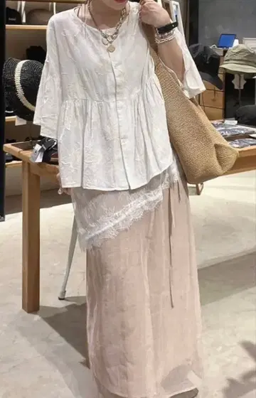 니코앤드 모듬 자카드 2WAY 블라우스 L 새상품
