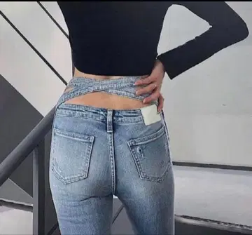 GYDA 백 크로스 데미지 스키니 데님