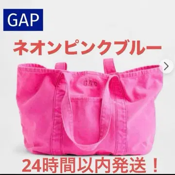 새상품 GAP 갭 로고 토트백 네온 핑크