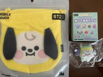 BT21 CHIMMY 모바일 파우치 인형 배지 세트