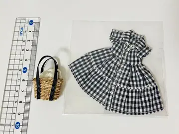 오비츠11 체크 무늬 원피스 카고백 세트