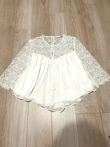 ZARA TRAFALUC 레이스 블라우스 화이트 L