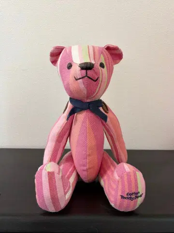 Cotton Teddy Bear 스트라이프 패턴 봉제 인형 테디베어 핑크