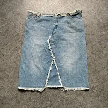 00s vintage GUESS 게스 데님 스커트 프린지 y2k