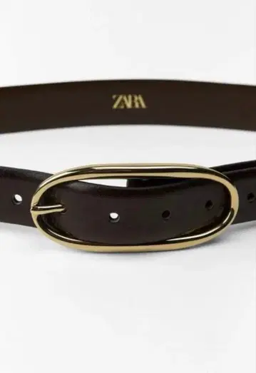 [ ZARA ] 브라운 90 오벌 버클 리얼 가죽 벨트