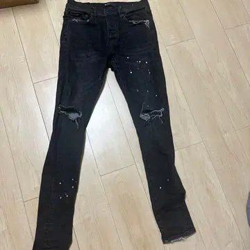 PURPLE BRAND 스키니 데님 데미지 페인트 가공