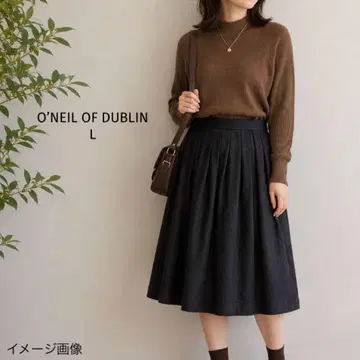 O'NEIL OF DUBLIN 블랙 체크 L 플레어 스커트 빅 사이즈