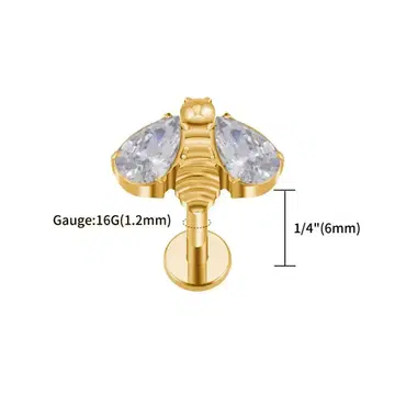 [ 6mm 1개만 ] 골드 16G 바디 피어싱 티타늄 연골 피어싱