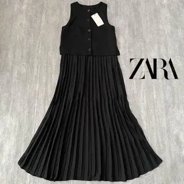 [ 새상품 택 포함 ] ZARA 슬리브리스 플리츠 롱 원피스 블랙