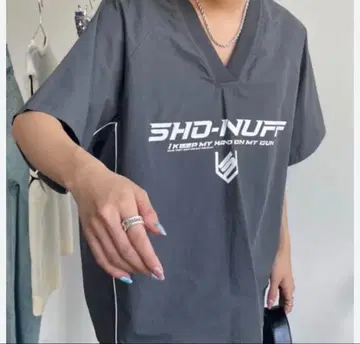 SHAGGIE 오버 축구 유니폼 로고 나일론 티셔츠
