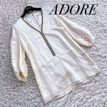 ADORE 아도어 비쥬 장식 린넨 원피스 38 화이트 일본제