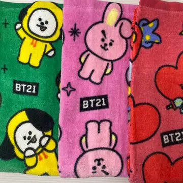 [새상품] BT21 페이스 타월 3개 세트 치미 타타 쿠키 BTS