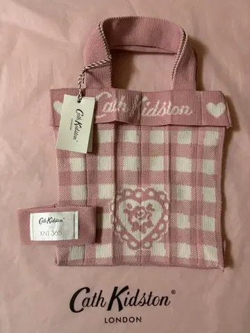Cath Kidston 새상품 니트 백 장미 체크 핑크