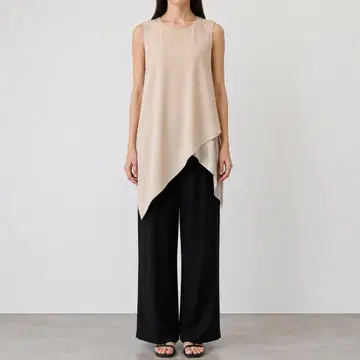 BRUNELLO CUCINELLI 실크 디자인 슬리브리스 블라우스