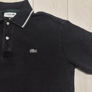 LACOSTE 블랙 LOOSE FIT 배색 리브 니트 인디고 피케 셔츠