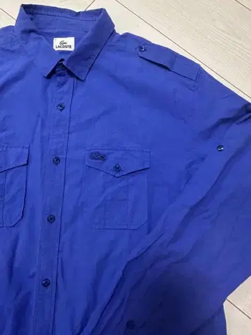 [ LACOSTE 라코스테 긴팔 셔츠 악어 로고 블루 사이즈 5 ]