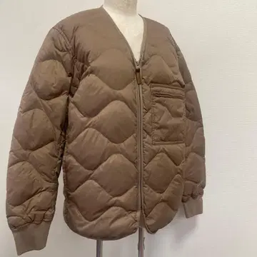 UNIQLO U 퀼팅 자켓 V넥 브라운