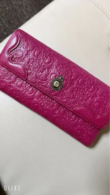 ANNA SUI 장지갑 가마구치 핑크 꽃무늬 엠보