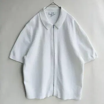 새상품급 COS 남성용 반팔 썸머 니트 자켓 리브 화이트 L 상당