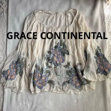 사용감 적음 GRACE CONTINENTAL 시어 자수 블라우스 시스루