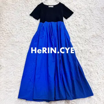HeRIN.CYE 해린 도트 사이 도킹 반팔 원피스 드레스