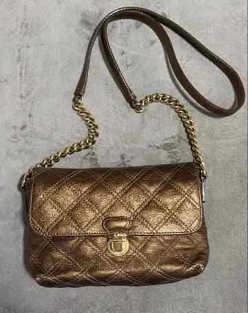 MARCJACOBS 퀼팅 체인 숄더백 브론즈 메탈릭 y2k