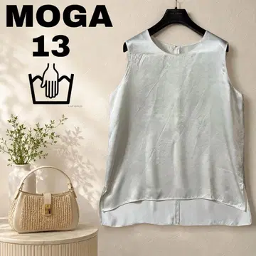 MOGA 아세테이트 100% 광택 슬리브리스 블라우스 13 화이트 일본제