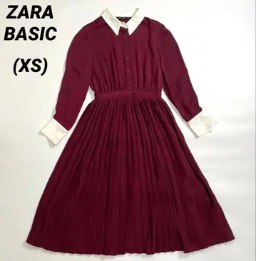 ZARA 자라 베이직 셔츠 원피스 플리츠 스커트 와인 레드 XS