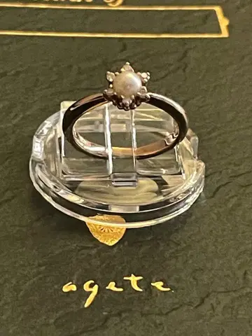 레어 agete 초기 모델 K10 펄 다이아몬드 반지 7호