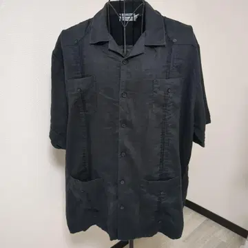쿠바 셔츠 린넨 100% XXL CUBAVERA 블랙