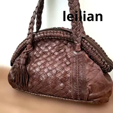 새상품급 leilian 레리안 뜨개질 가죽 토트백 브라운 천연 가죽