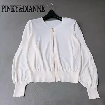 PINKY & DIANNE 지퍼 가디건 볼륨 슬리브 화이트