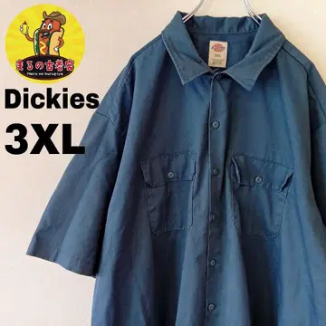 USA 구제 의류 Dickies 반팔 버튼 셔츠 3XL 네이비