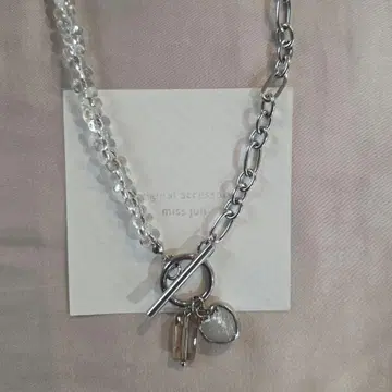 mix clear,silver necklace