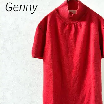 Genny 니트 스웨터 반팔 하이넥 캐시미어100% 심플