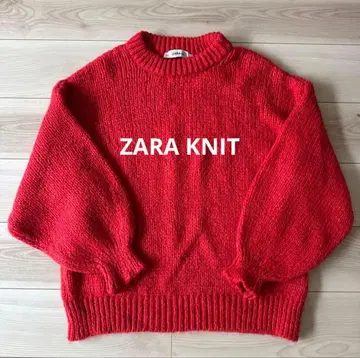 ZARA KNIT 레드 로우게이지 니트 스웨터
