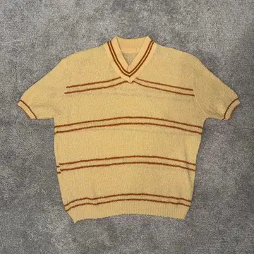70s 파일 원단 반팔 니트