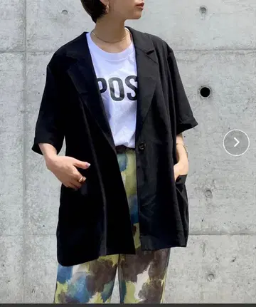 NOMINE 노미네 린넨 라이크 반팔 자켓 블랙