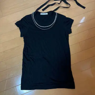 사카이 sacai luck 펄 비쥬 리본 T셔츠 블랙
