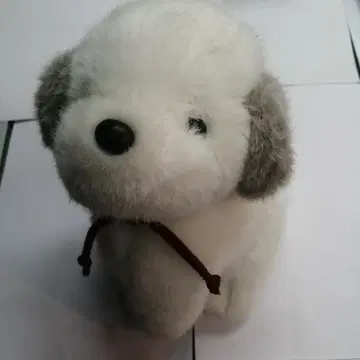 우메키치 강아지 봉제 인형 화이트 그레이