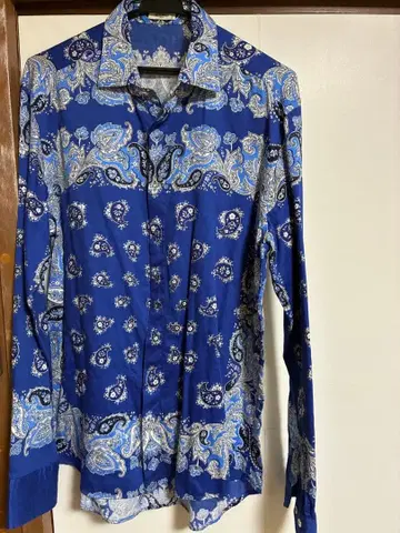ETRO Milano 페이즐리 무늬 긴팔 셔츠 블루