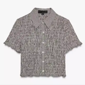 ZARA 깅엄 체크 셔링 반팔 셔츠 L 사이즈