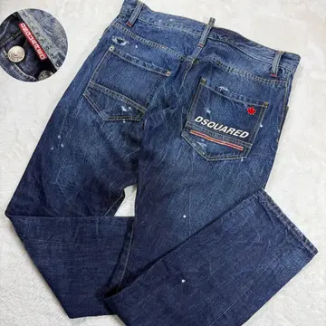 레어 모델 DSQUARED2 데님 팬츠 46 데미지 가공 페인트 가공