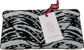 새상품 JULIE BROWN NYC 비즈 클러치백 화이트 블랙