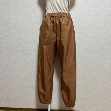 기모노 리메이크 (조거 팬츠) 순수 실크 라이트 브라운 광택 있음