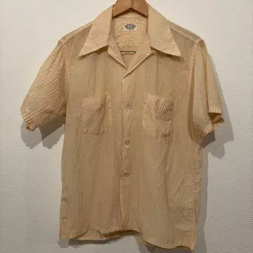 50s-60s USA제 Paddle&Saddle 시어서커 오픈 카라 셔츠