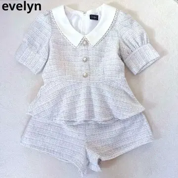 인기 즉시 완판템 evelyn 에블린 트위드 펄 버튼 셋업