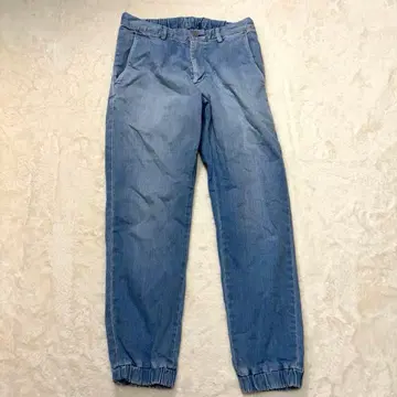 UNIQLO 슬랙스 무지 캐주얼 깔끔한 허리밴딩 면 혼방 루즈핏